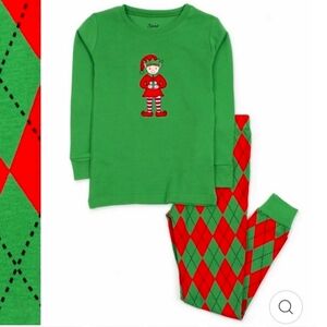 Nordstrom  Red green argyle elf Christmas holiday toddler pajama set